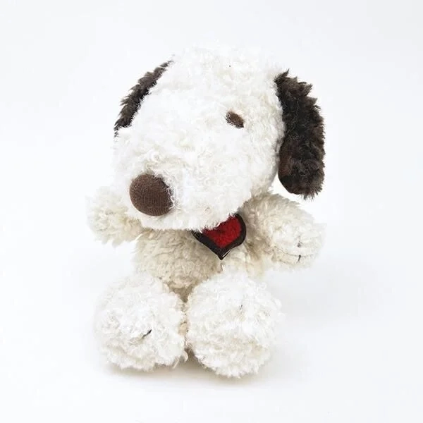 Plush toy front view, with heart tag