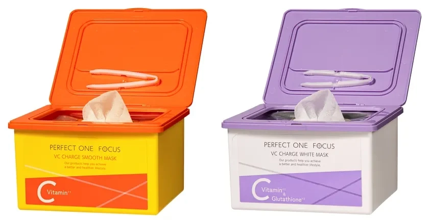 Perfect One Focus VC Charge Smooth Mask and White Mask boxes with pinsets