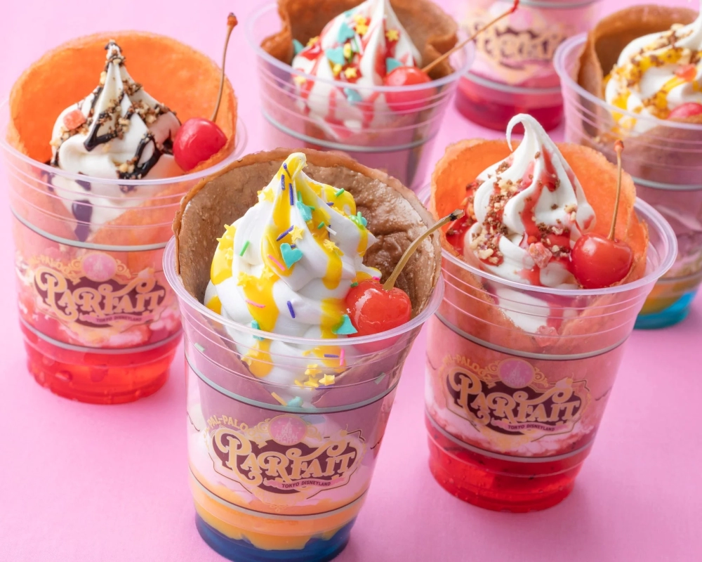 Colorful custom parfaits at Tokyo Disneyland
