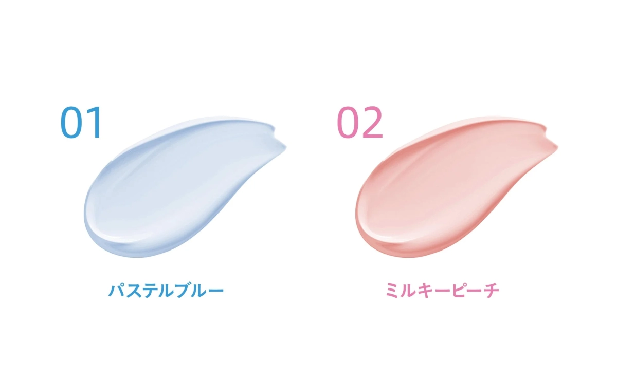 Color swatches of Pastel Blue and Milky Peach