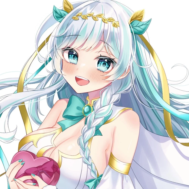Yukkin, a blue-haired anime girl with a heart-shaped gift box