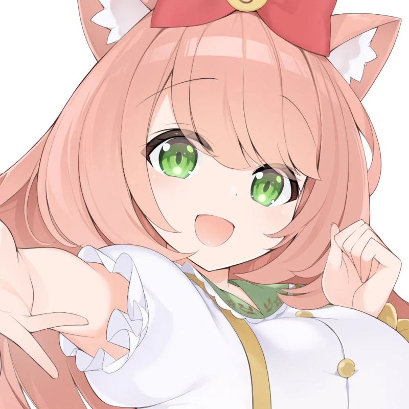 Yukisaki Yuuka, a pink-haired cat-eared VTuber with a red ribbon