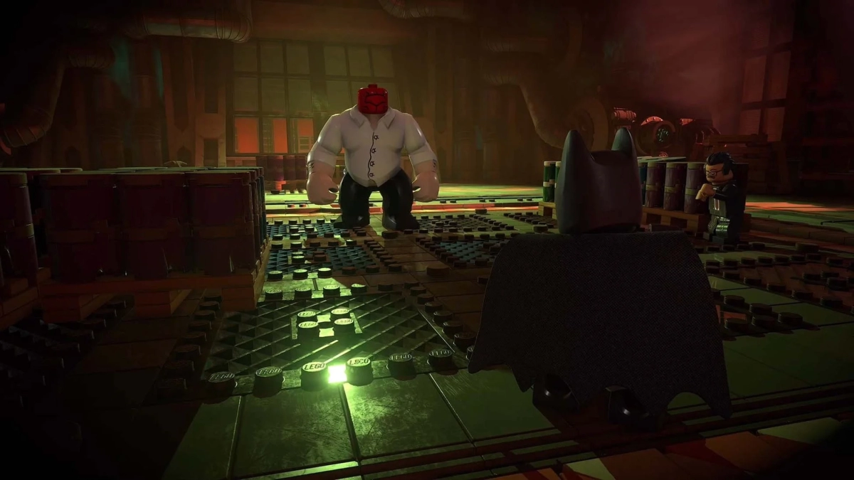 LEGO characters confronting in an industrial setting