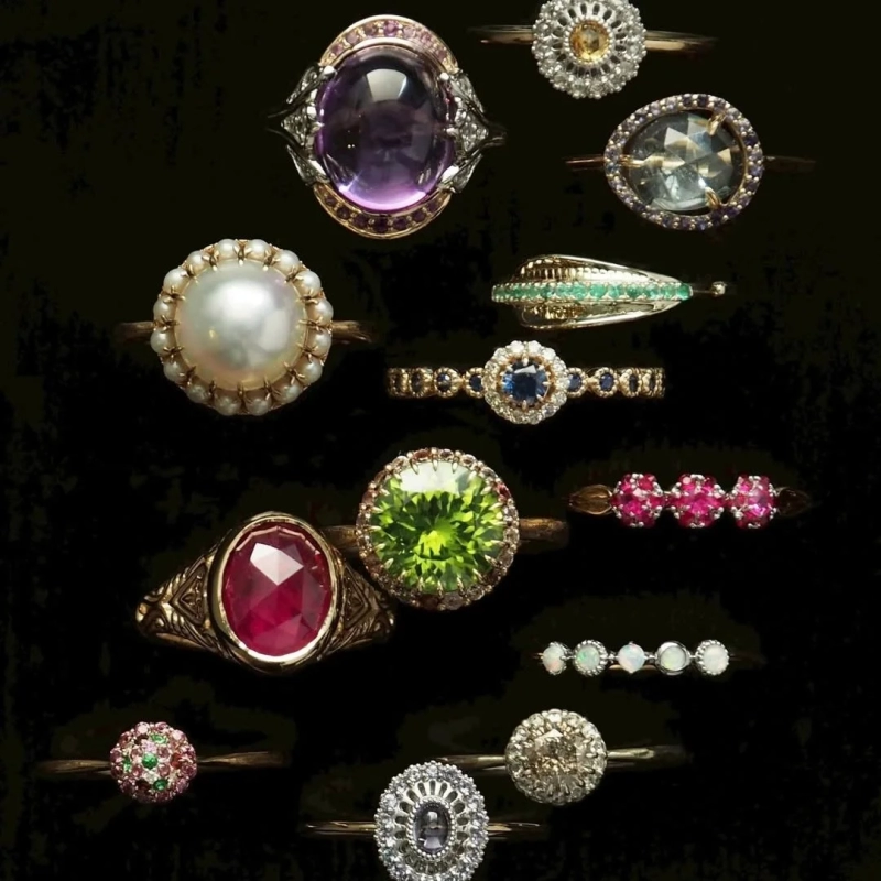 Collection of antique-style gemstone rings