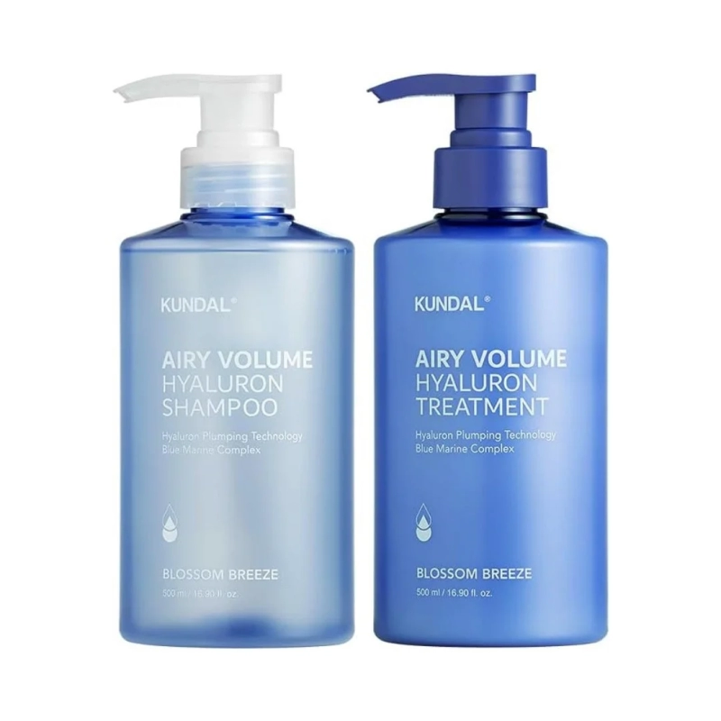 KUNDAL Airy Volume Hyaluron Shampoo & Treatment bottles