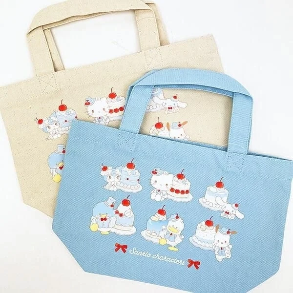 Sanrio characters with sweets like cake and parfait with cherries