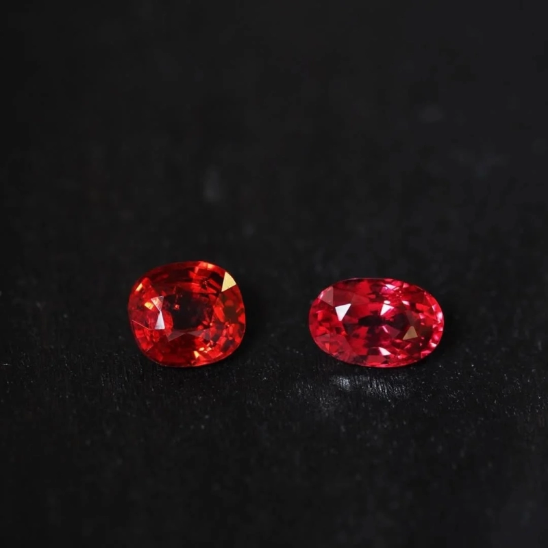 Two red gemstones