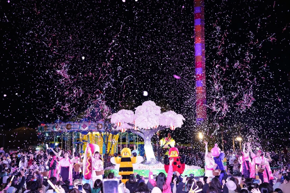 Night show with confetti