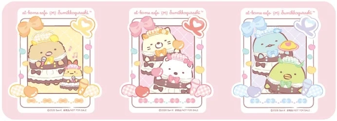 Exclusive die-cut stickers featuring Sumikko Gurashi in maid outfits