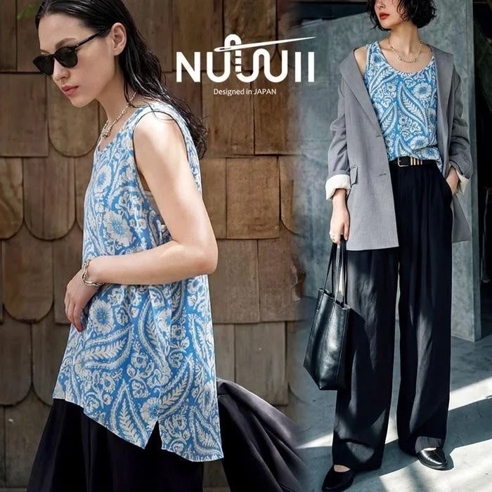Nujuii Blue Patterned Tops