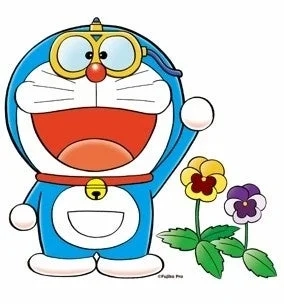 Doraemon with flowers