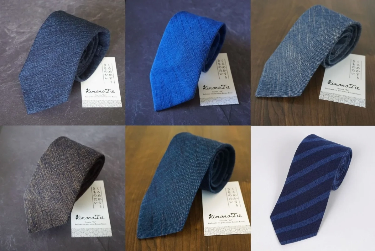 Collection of six Kurume Kasuri ties