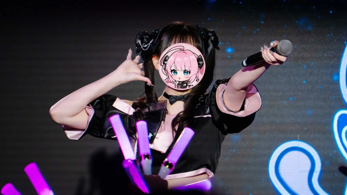 Idol on stage with penlights