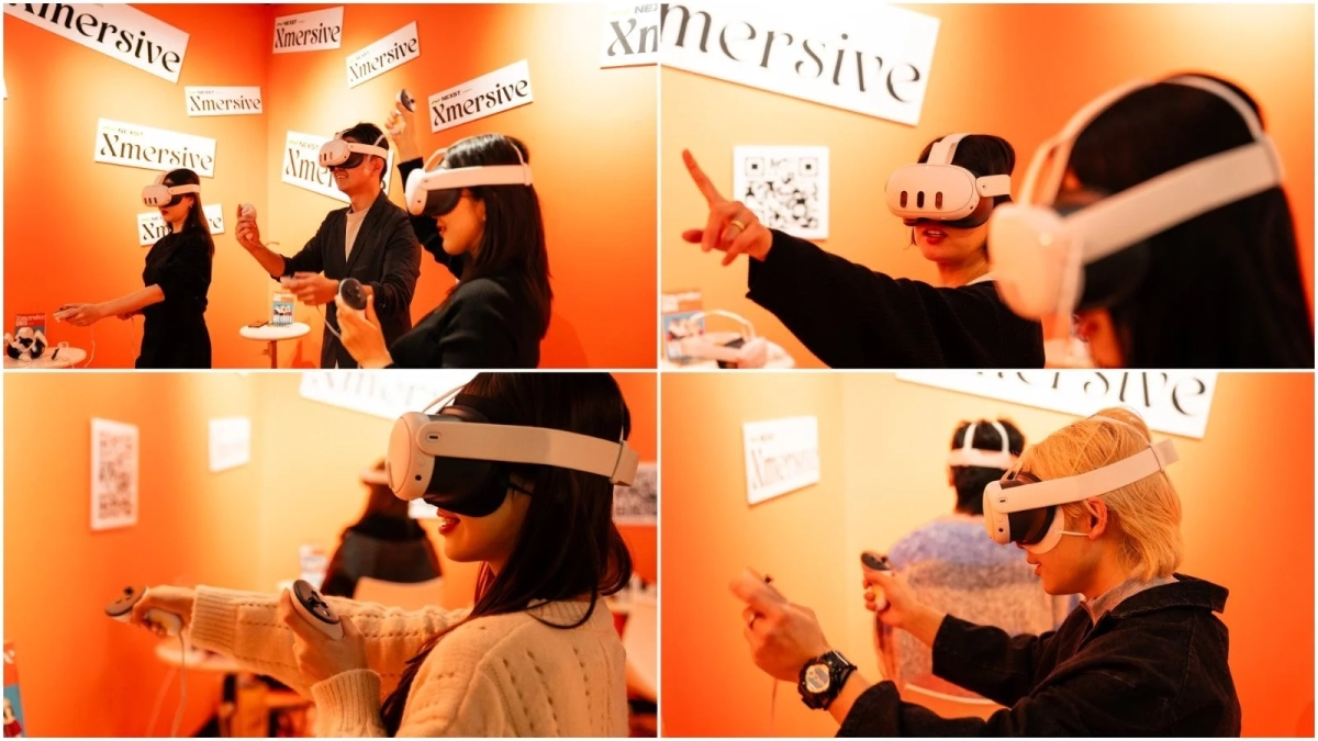 People experiencing VR at event