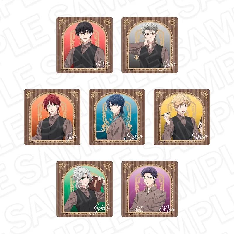 7 individual acrylic block illustrations of male anime characters