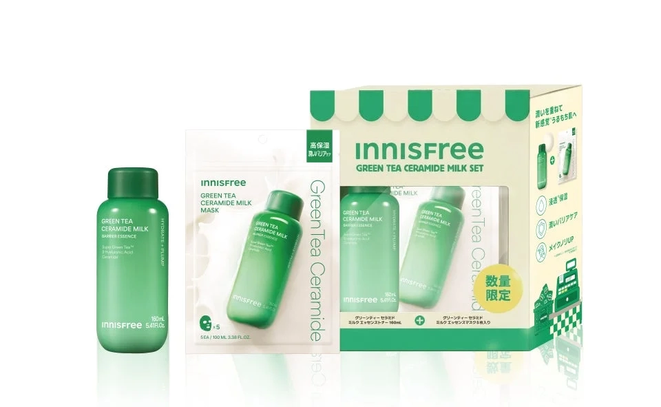 INNISFREE Green Tea Ceramide Milk Essence Toner Sheet Mask Set