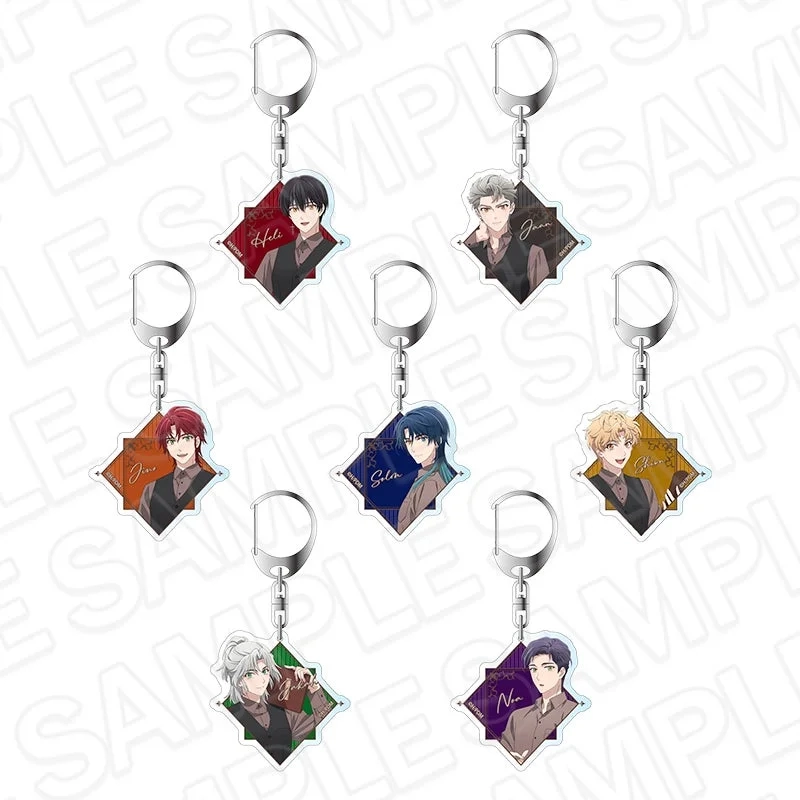 Set of 7 male anime character acrylic keychains