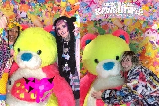 People with Giant Bear in Art Booth